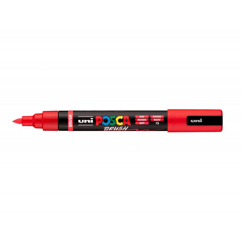 Marqueur posca pc5br peinture base eau inodore tout support pointe moyenne brush coloris rouge