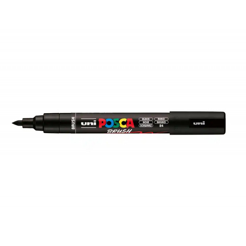 Marqueur posca pc5br peinture base eau inodore tout support pointe moyenne brush coloris noir