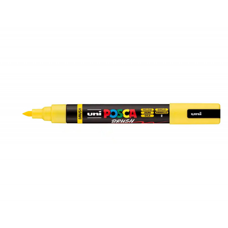 Marqueur posca pc5br peinture base eau inodore tout support pointe moyenne brush coloris jaune