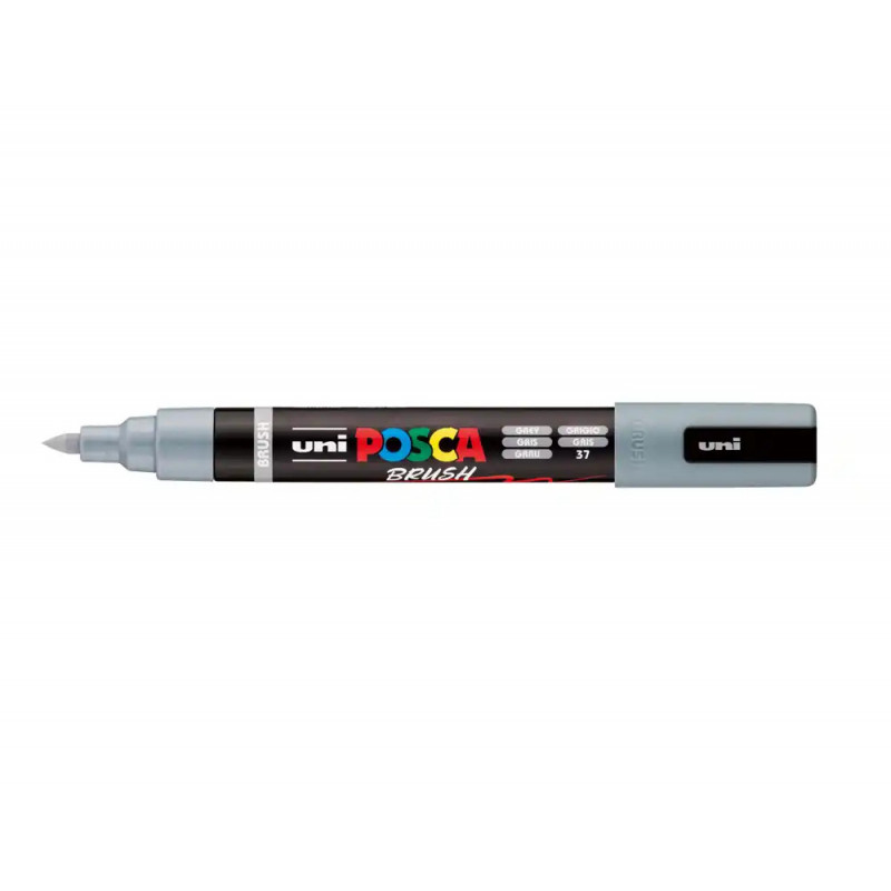 Marqueur posca pc5br peinture base eau inodore tout support pointe moyenne brush coloris gris