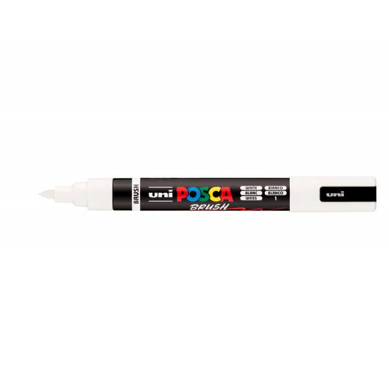 Marqueur posca pc5br peinture base eau inodore tout support pointe moyenne brush coloris blanc