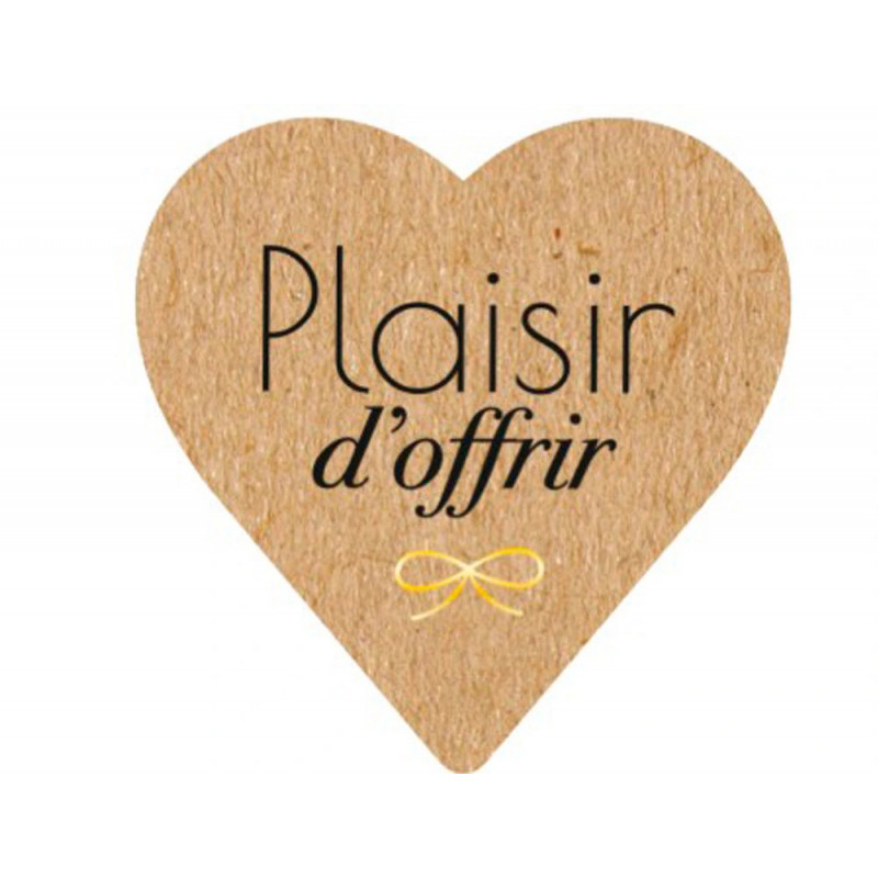 Etiquette autocollante avery plaisir d'offrir forme coeur kraft 37x37mm rouleau 500 unites