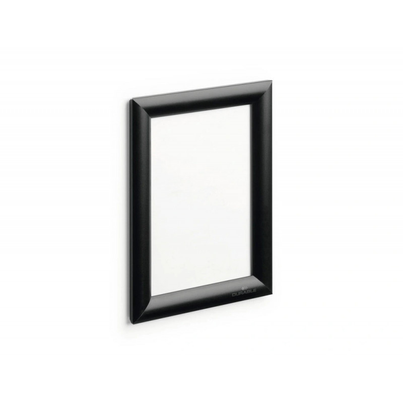 Cadre affichage durable snapframe a4 aluminium film transparent antireflet coins droits coloris noir