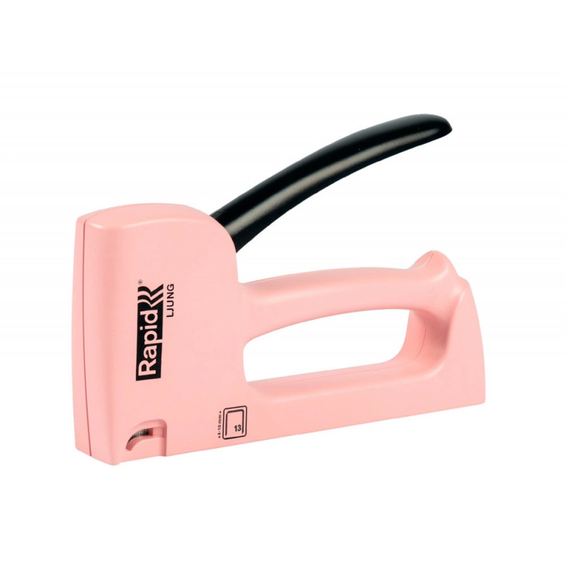 Agrafeuse murale rapid r13 ljung agrafes fil fin n13 poignee ergonomique coloris rose bruyere