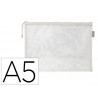 Pochette zip liderpapel a5 multiusage fermeture eclair polyester transpirable coloris blanc