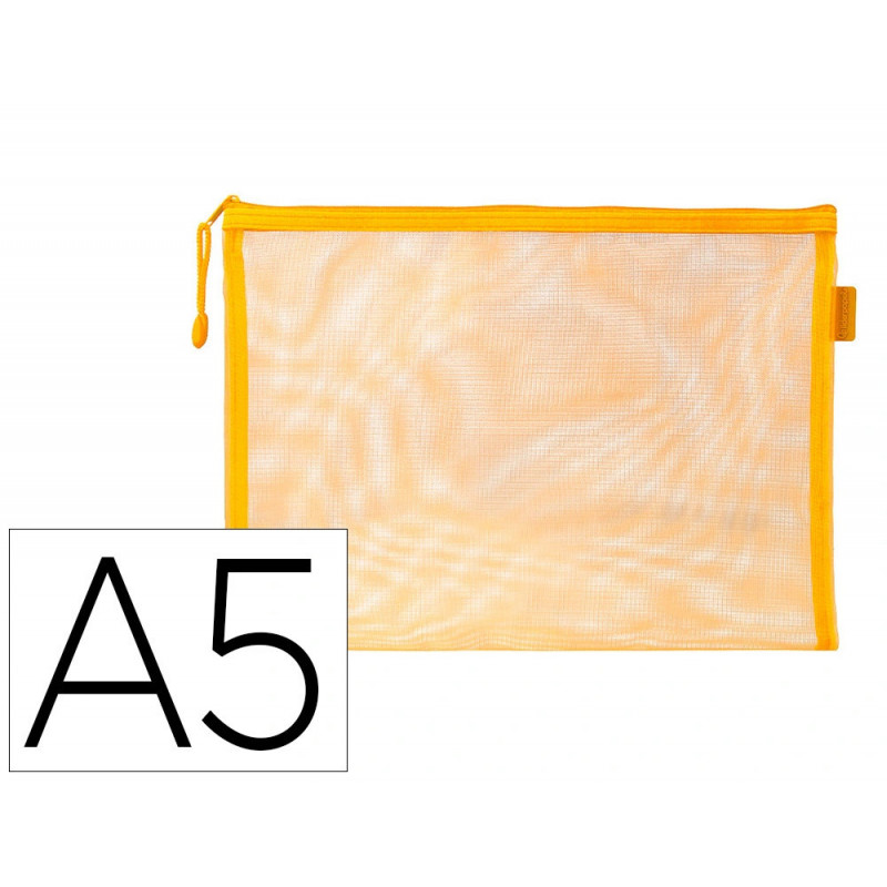 Pochette zip liderpapel a5 multiusage fermeture eclair polyester transpirable coloris jaune