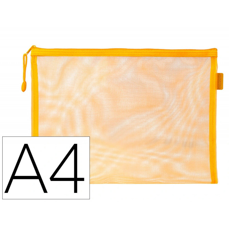Pochette zip liderpapel a4 multiusage fermeture eclair polyester transpirable coloris jaune