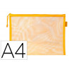 Pochette zip liderpapel a4 multiusage fermeture eclair polyester transpirable coloris jaune