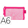 Pochette zip liderpapel a6 multiusage fermeture eclair polyester transpirable coloris rose