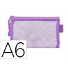 Pochette zip liderpapel a6 multiusage fermeture eclair polyester transpirable coloris violet