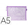 Pochette zip liderpapel a5 multiusage fermeture eclair polyester transpirable coloris violet