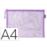 Pochette zip liderpapel a4 multiusage fermeture eclair polyester transpirable coloris violet