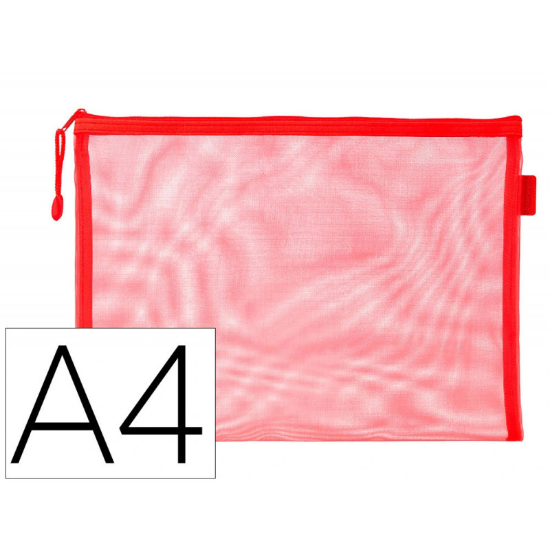 Pochette zip liderpapel a4 multiusage fermeture eclair polyester transpirable coloris rouge