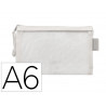 Pochette zip liderpapel a6 multiusage fermeture eclair polyester transpirable coloris blanc