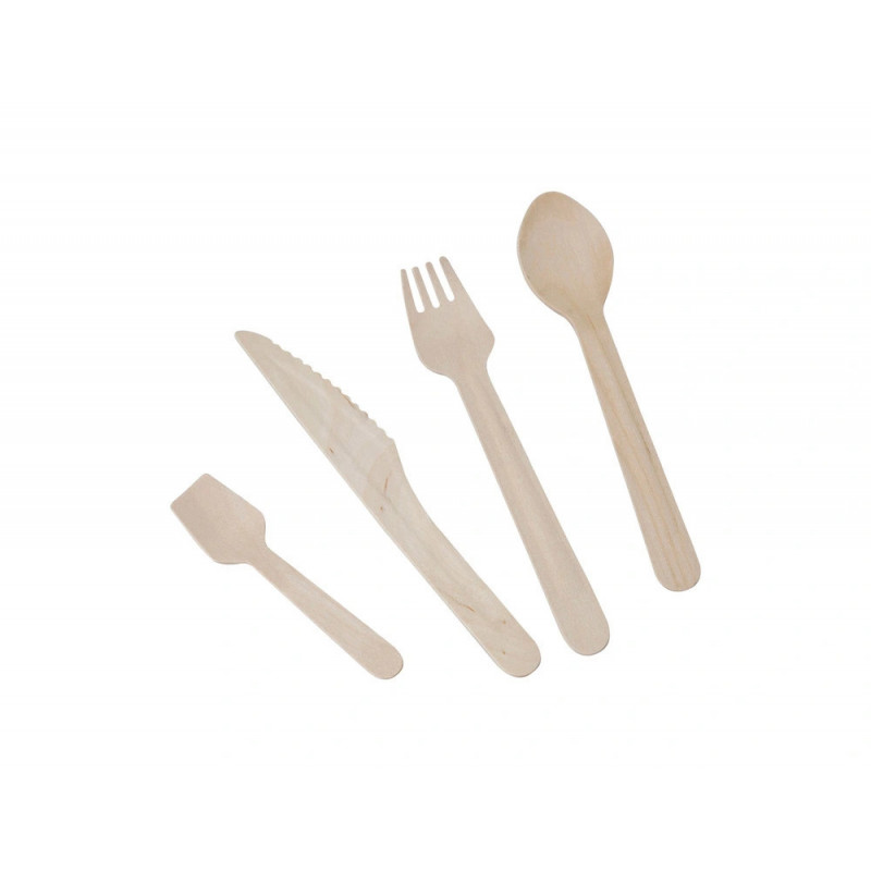 Fourchette bois couvert lisse 16cm sachet 100 unites