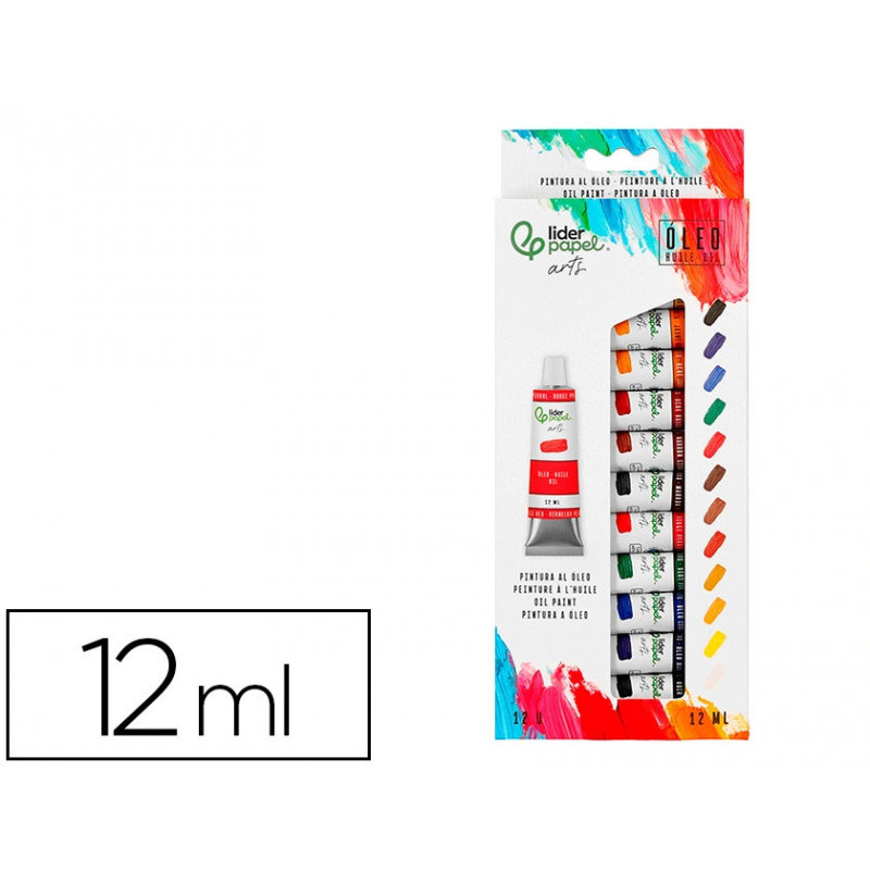 Peinture a l huile liderpapel boite de 12 tubes en aluminium de 12 ml coloris assortis