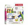 Crayon marqueur stabilo markdry tableau coloris fluo assortis etui carton 4 unites + 1 taille-crayon + 1