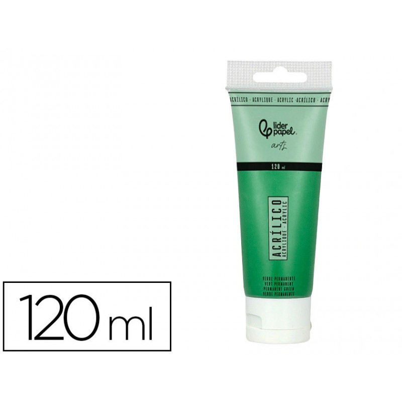 Peinture acrylique liderpapel tube en plastique de 120 ml coloris vert