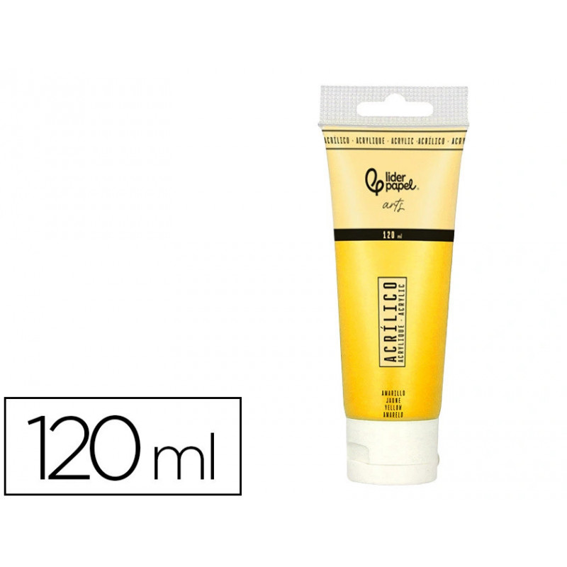 Peinture acrylique liderpapel tube en plastique de 120 ml coloris jaune