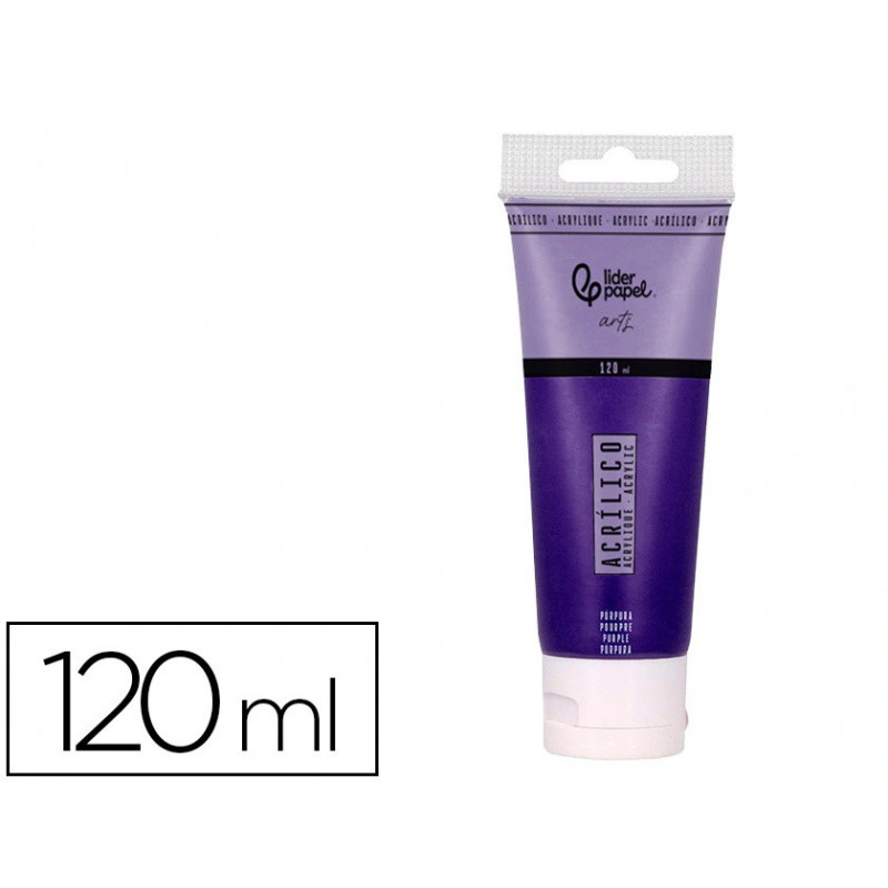 Peinture acrylique liderpapel tube en plastique de 120 ml coloris pourpre