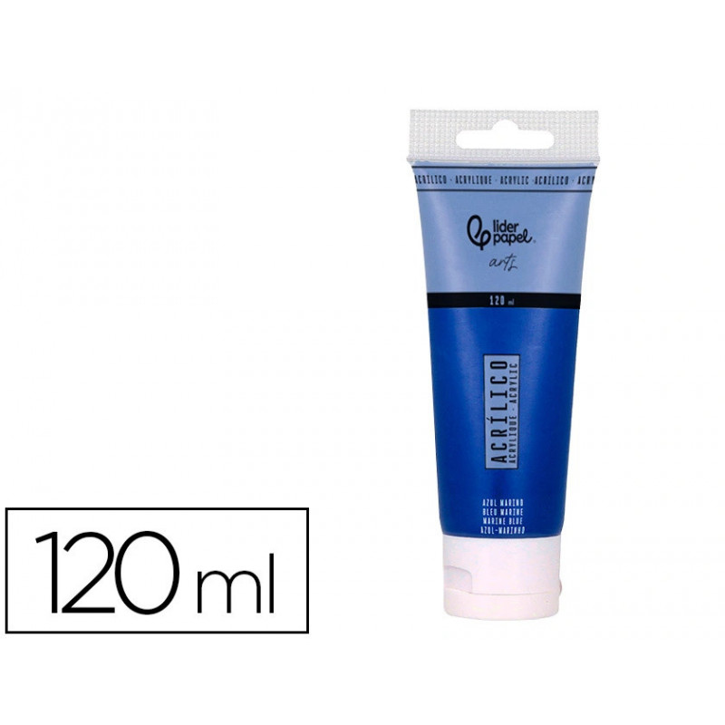 Peinture acrylique liderpapel tube en plastique de 120 ml coloris bleu marine