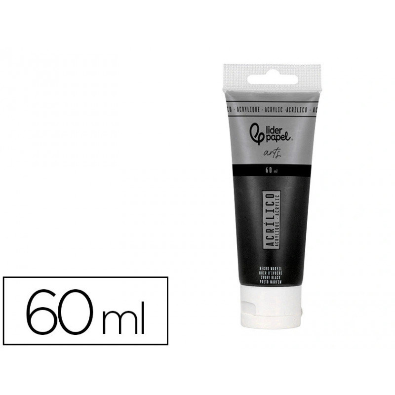 Peinture acrylique liderpapel tube en plastique de 60 ml coloris noir d ivoire