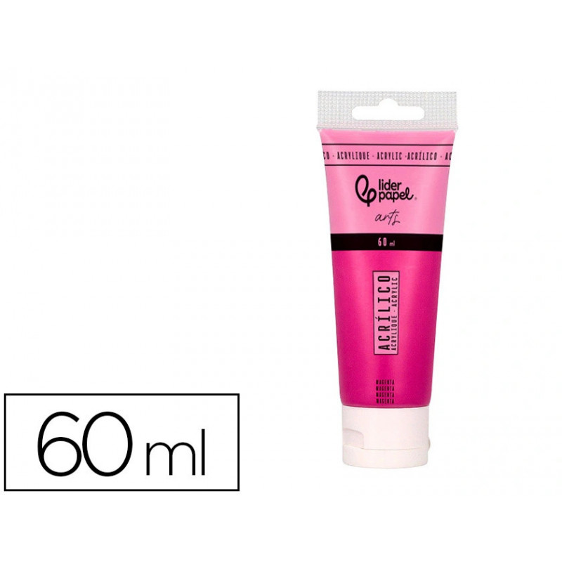 Peinture acrylique liderpapel tube en plastique de 60 ml coloris magenta