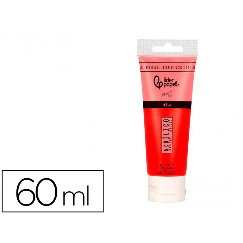Peinture acrylique liderpapel tube en plastique de 60 ml coloris rouge carmin
