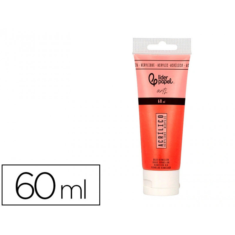 Peinture acrylique liderpapel tube en plastique de 60 ml coloris rouge vermillon