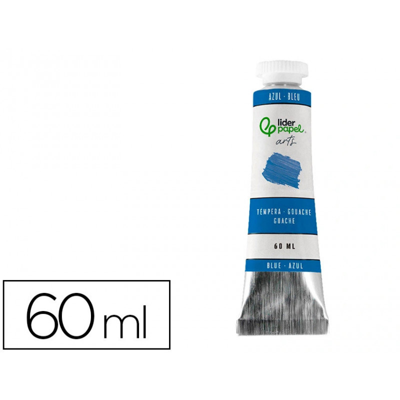 Peinture gouache tempera liderpapel tube en aluminium de 60 ml coloris bleu