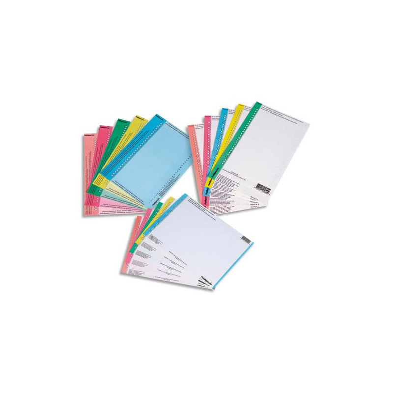 OBLIQUE AZ Sachet de 10 planches étiquettes n°8 réversibles pour dossiers suspendus armoire. Assortis