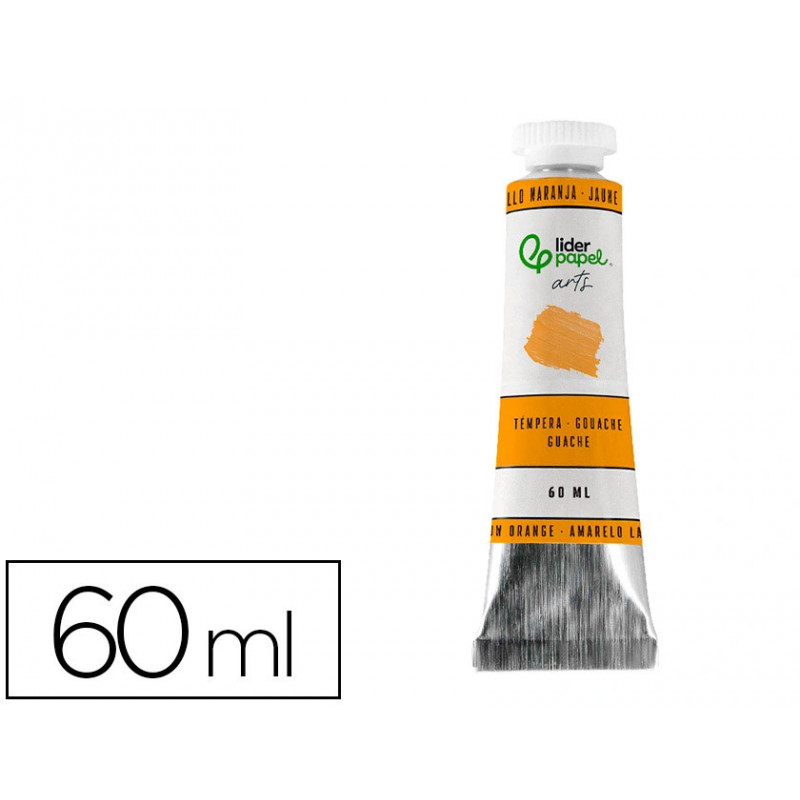 Peinture gouache tempera liderpapel tube en aluminium de 60 ml coloris jaune orange