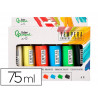 Peinture gouache tempera liderpapel boite de 6 tubes en plastique de 75 ml coloris assortis