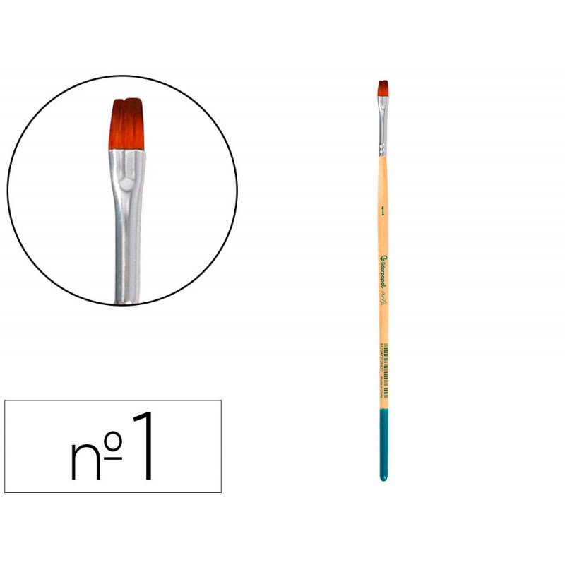 Pinceau pour peinture acrylique et aquarelle liderpapel n 1 pointe plate en poils synthetiques