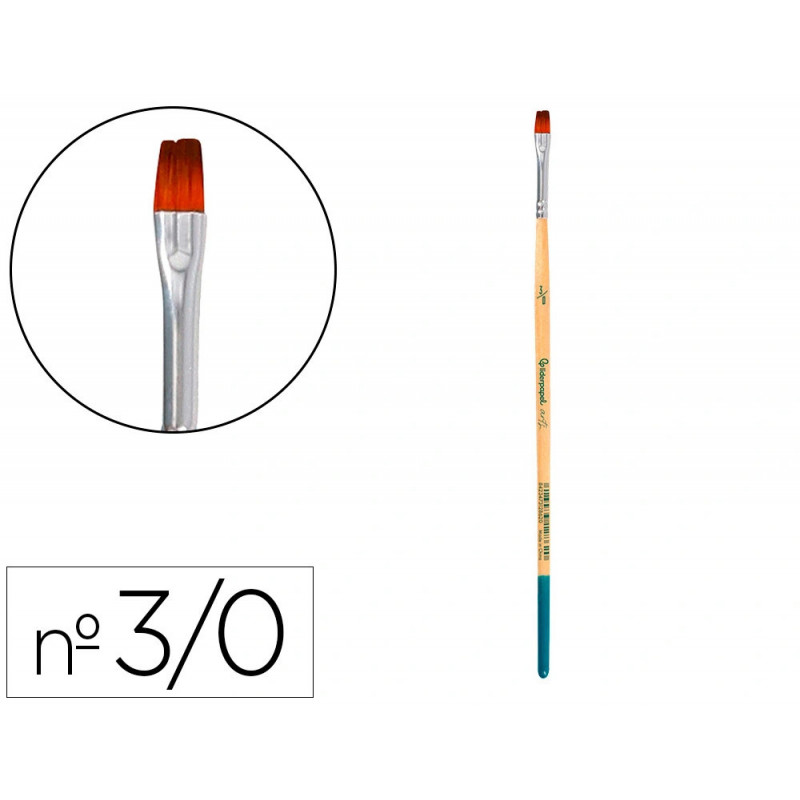 Pinceau pour peinture acrylique et aquarelle liderpapel n 000 pointe plate en poils synthetiques