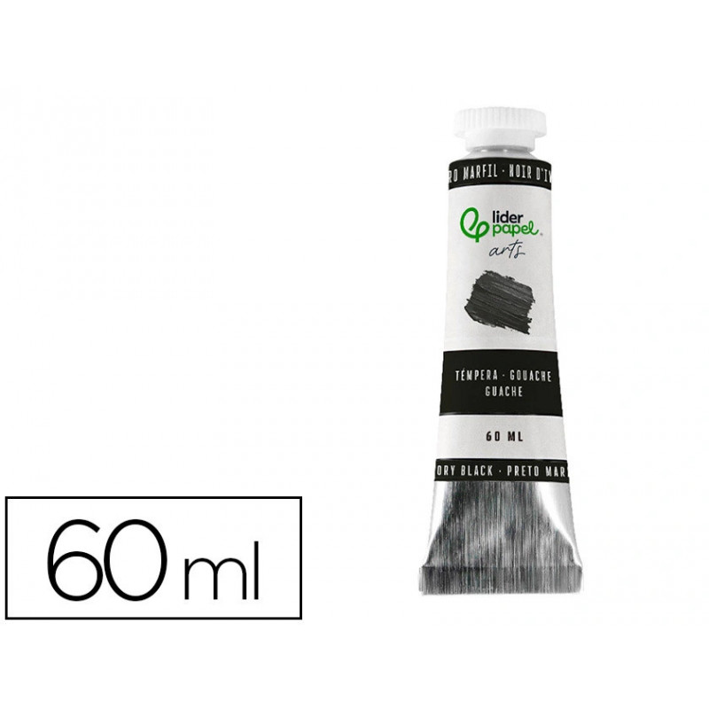 Peinture gouache tempera liderpapel tube en aluminium de 60 ml coloris noir d ivoire