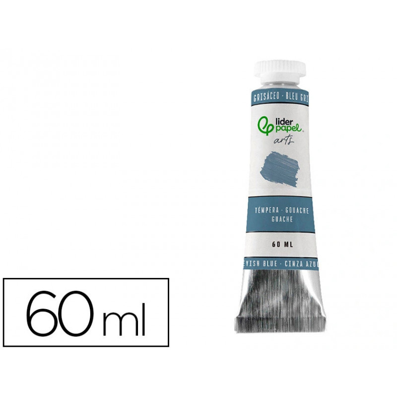Peinture gouache tempera liderpapel tube en aluminium de 60 ml coloris bleu grisatre
