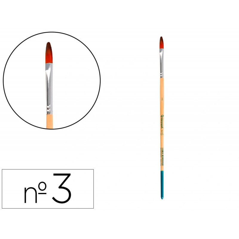 Pinceau pour peinture acrylique et aquarelle liderpapel n 3 pointe langue de chat en poils synthetiques