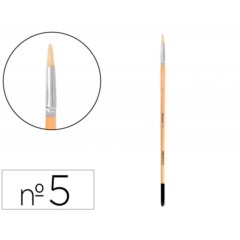Pinceau pour peinture a l huile et acrylique liderpapel n 5 pointe ronde en poils de soie certifie fsc