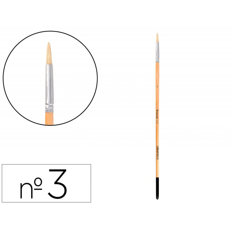 Pinceau pour peinture a l huile et acrylique liderpapel n 3 pointe ronde en poils de soie certifie fsc