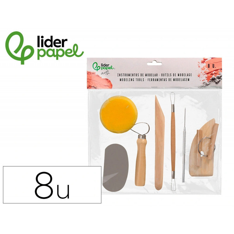 Accesoires de modelage liderpapel pack de 8 unites assortis certifie fsc