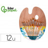 Pinceaux liderpapel poil synth tique pack de 12 unites avec pointes et tailles assorties + palette en bois