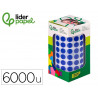 Pastille adhesive liderpapel diametre 10,5mm coloris bleu rouleau 6000 unites boite carton