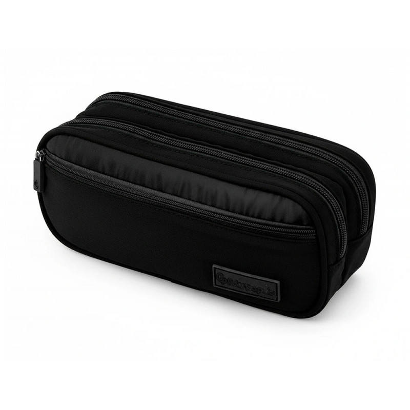 Trousse liderpapel duo 3 fermetures eclair avec poche a l'avant coloris noir 220x90x70mm