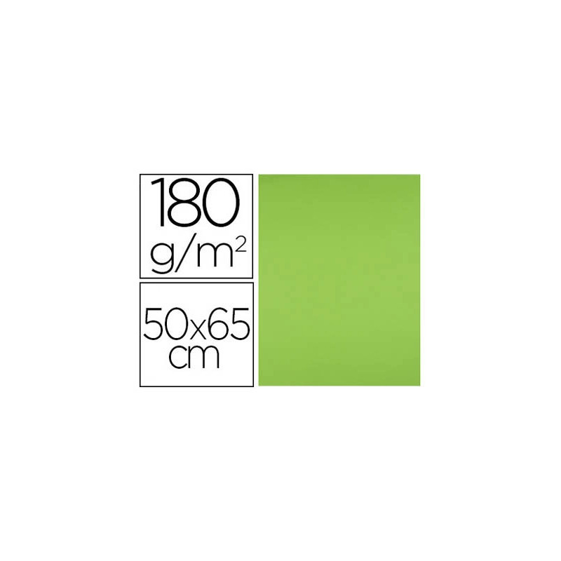 Papier cartonne liderpapel 50x65cm 180gr coloris vert pistache paquet 25 feuilles