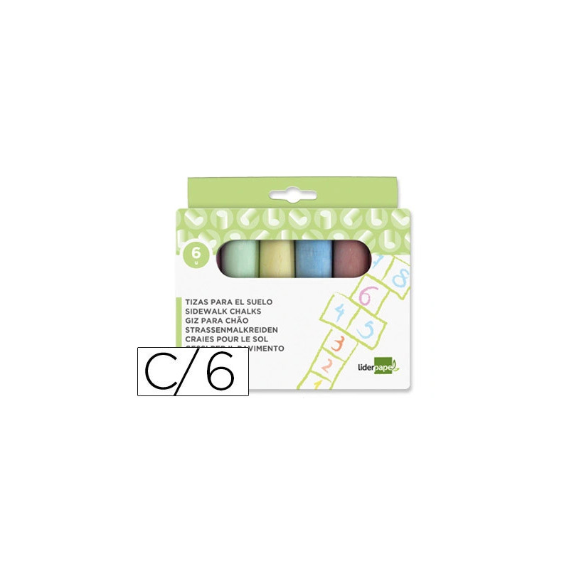 Craie trottoir liderpapel activités créatives scolaires coloris assortis boîte 6 unités