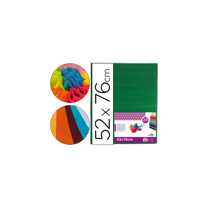 Papier de soie liderpapel 52x76cm 18g/m2 unicolore vert foncé sachet 25f