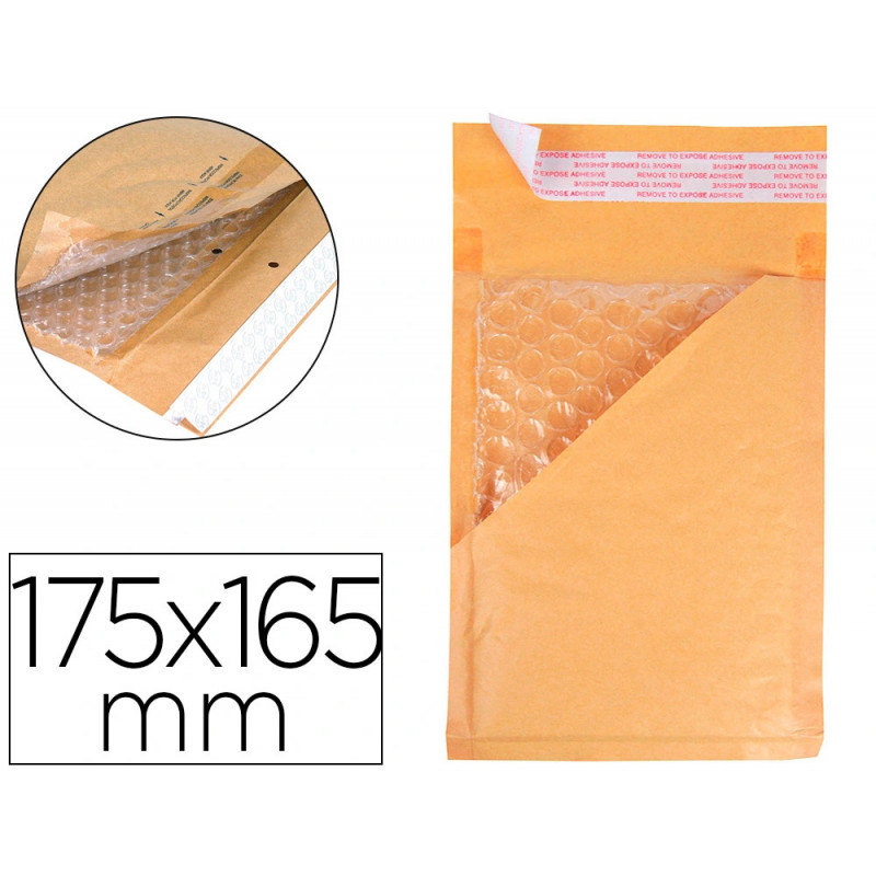 Pochette bulles d'air q-connect 175x165mm cd/dvd 82g kraft matelasse rabat droit auto-adhesive sans fenetre lot 100 uni