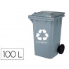 Poubelle q-connect conteneur plastique couvercle 100l 470x750x370mm déchets organiques coloris gris