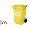 Poubelle q-connect conteneur plastique couvercle 100l 470x750x370mm plastique emballages coloris jaune